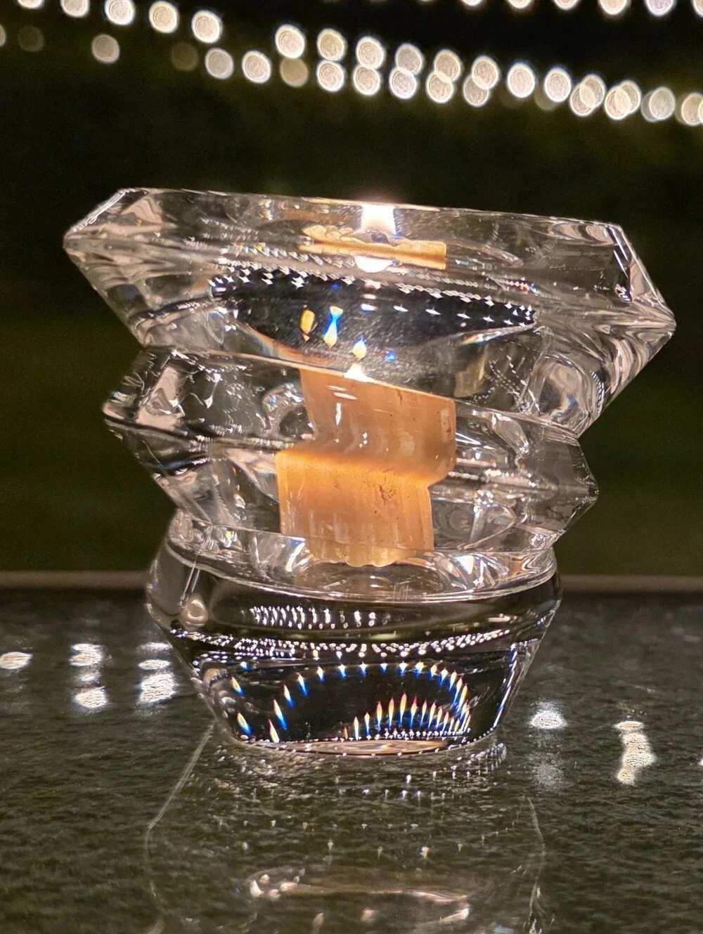 Nachtmann 24% Lead Crystal Votive Candle Holder Germany Signed